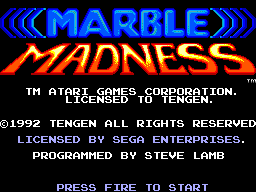 Marble Madness title screen for Sega Master System